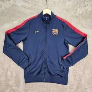 FC Barcelona BARCA Nike Track Jacket Full Zip Sweatshirt Soccer Blue Mens Size S